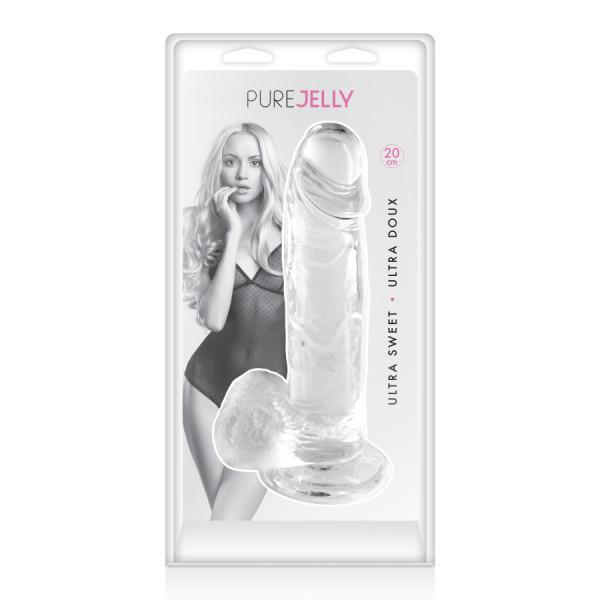 Gode jelly transparent ventouse taille L 20cm 